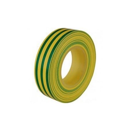Cinta aislante pvc verde y amarilla 20mts x 19mm