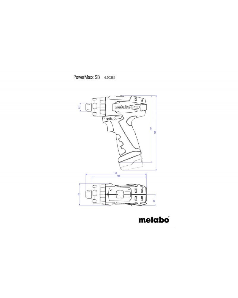 Taladro percutor de batería Powermaxx SB Basic de Metabo