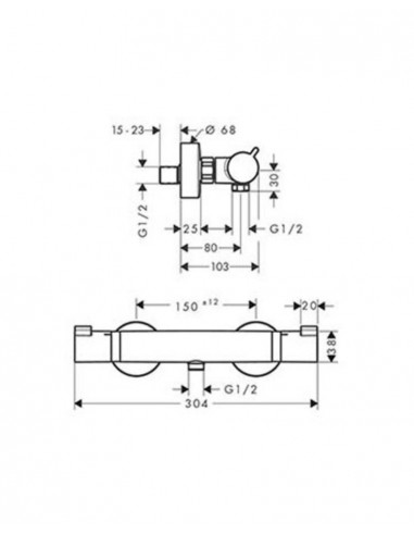 Grifo de ducha termostático Ecostat 13116000 de Hansgrohe