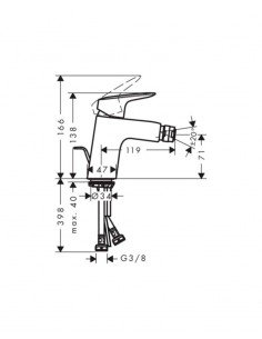 Grifo de bidé Logis 70 con vaciador automático 71204000 de Hansgrohe 2