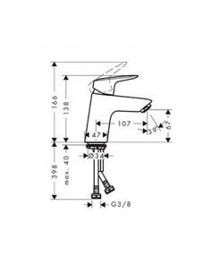Grifo de lavabo Logis con vaciador PUSH-OPENde Hansgrohe 2