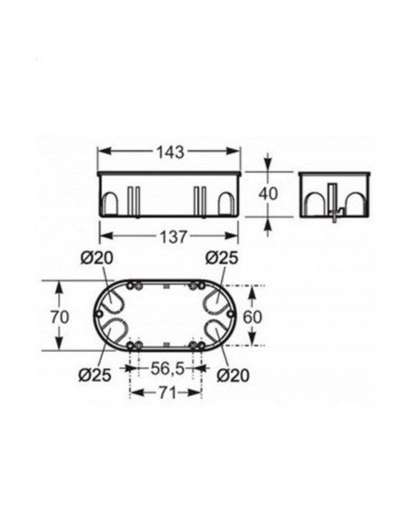 Caja para pladur 2 mecanismos 3256 de Famatel