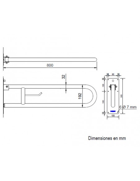 Barra de apoyo abatible blanca 15051.80.W de Nofer