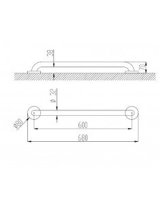 Barra de apoyo recta 600mm inoxidable brillo 15054.60.B de Nofer 2