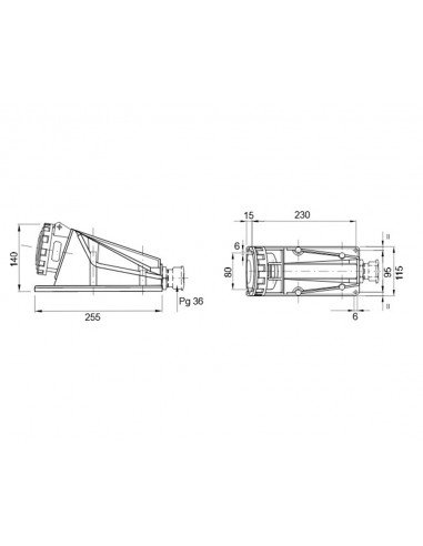 Base mural de enchufe 4P+T 63A GW63527 de Gewiss