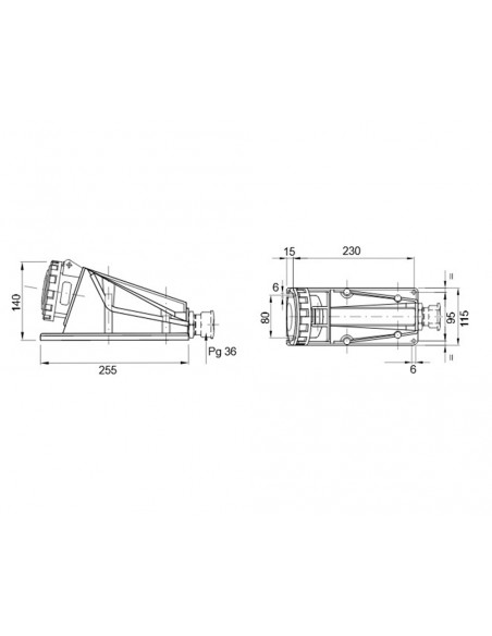Base mural de enchufe 4P+T 63A GW63527 de Gewiss