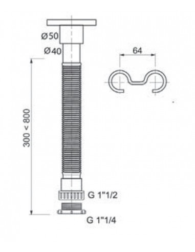 Sifón sin válvula extensible 1-1/4" 1-1/2" diámetro 32-40mm de Cabel