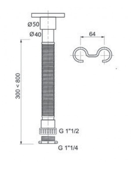 Sifón sin válvula extensible 1-1/4" 1-1/2" diámetro 32-40mm de Cabel