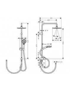 Set de ducha Negro Vernis Blend Showerpipe 200 1 jet EcoSmart Reno 26099670 de Hansgrohe 2