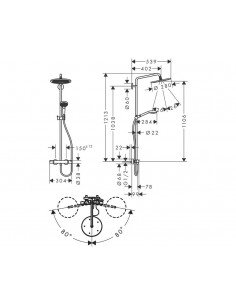 Columna de ducha negra SHOWERPIPE CROMA S 280 1 jet 26890670 de Hansgrohe 2